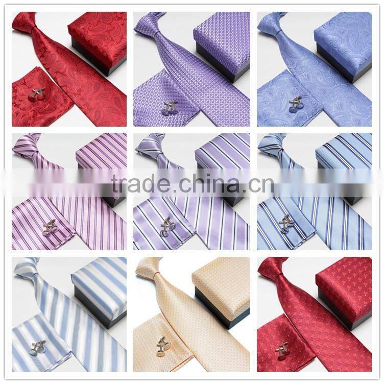 Fashion Stripe Microfiber Mens Tie Handkerchief Cufflink Sets
