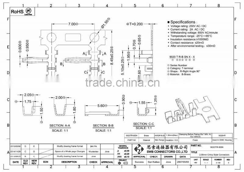 2MM Pitch Board IN electric connector JST SAN replacement