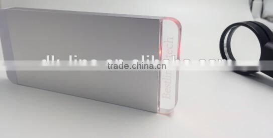 Manufacture supplier crystal power bank with 3 led colors lighting logo charging for cell mobile phone