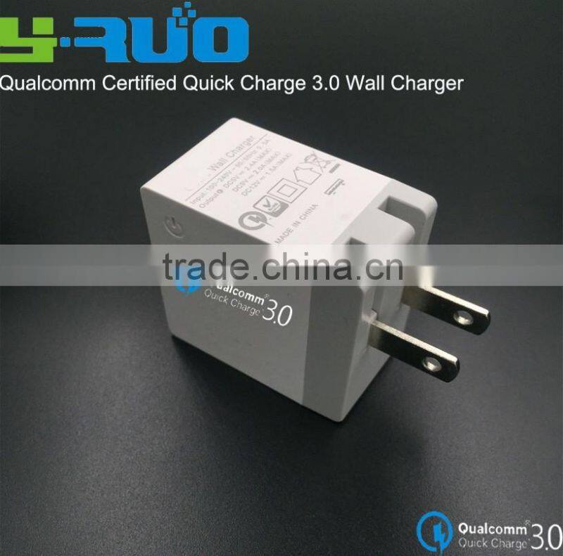 innovative products 2016 Qualcomm certified quick charge QC 3.0 wall Charger output 5V 2.4A,9V 2.0A,12V 1.5A for smart phone