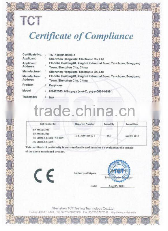 Handfree in ear earphone for Nokia and Iphone4/4s/5