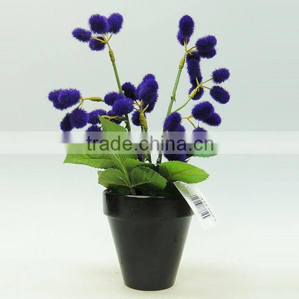 Silver color cement pot artificial plants for living room decoration