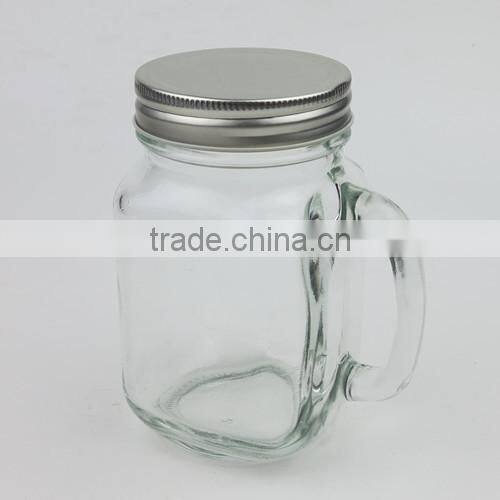 16oz Clear Glass Mason Jar with Silver Lid and Straws