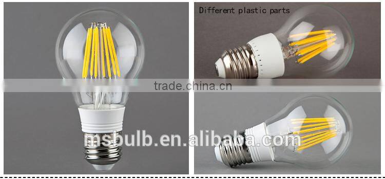 certificate approved clear glass A60 filament bulb light led bulb e27, dimmable led bulb 2600k, cheap dimmable led bulbs