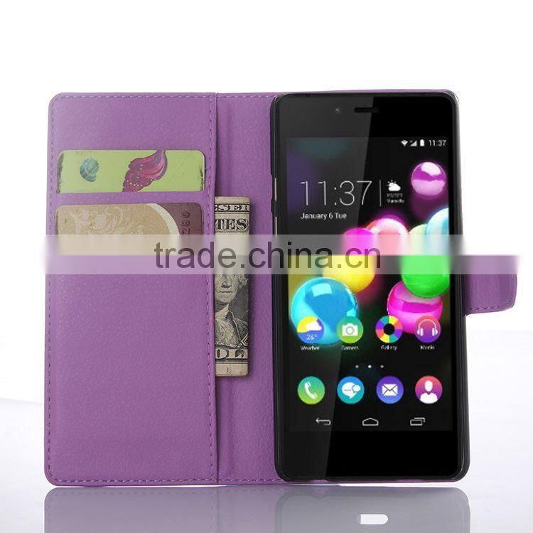 2015 Stylish Stand Wallet Lychee Leather phone cases for wiko highway pure wholesale