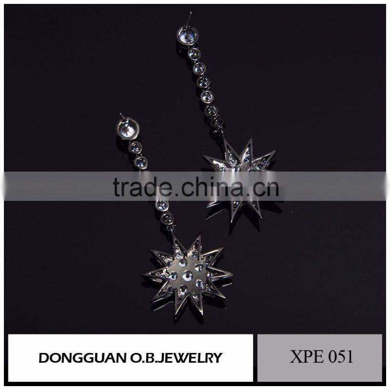 Brass fashion stud earrings, women earrings,diamond earrings fashion jewelry 2016