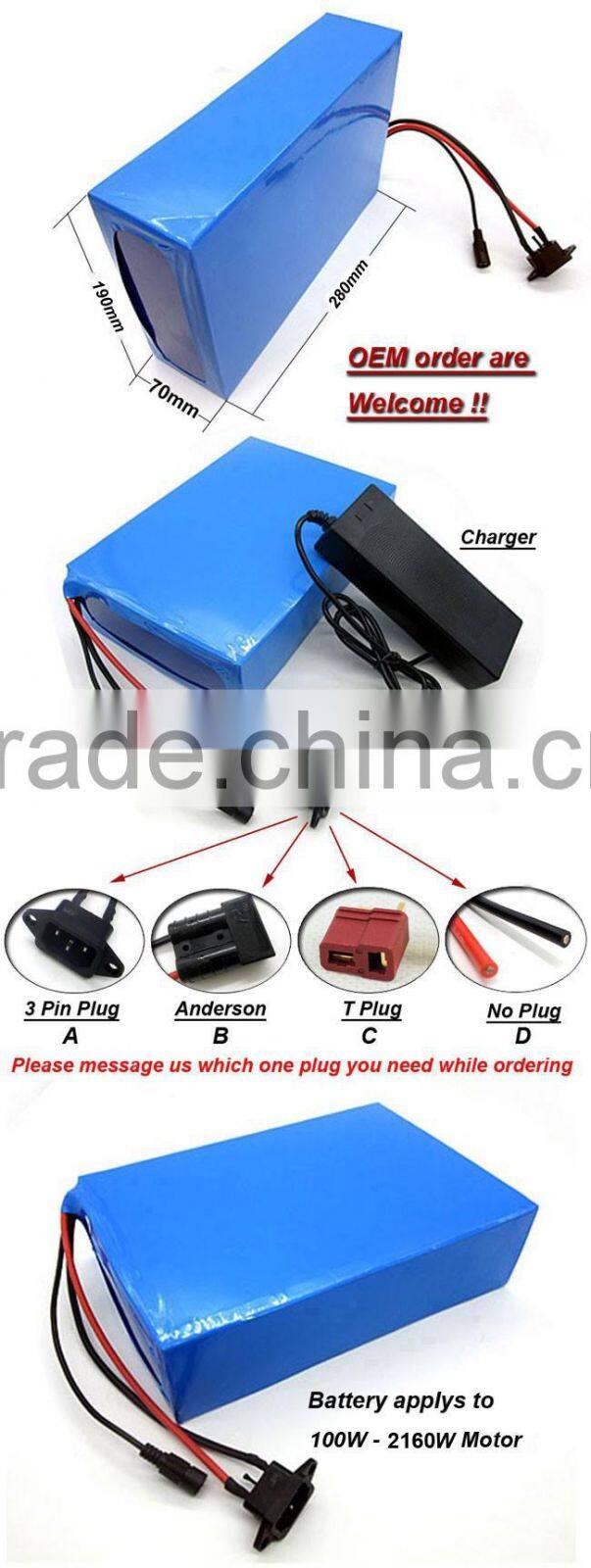 Cylindrical 18650 Cells Battery Charger 21Ah Lithium Ion Battery Pack 72 Volt Battery for DC Motor 72 Volt