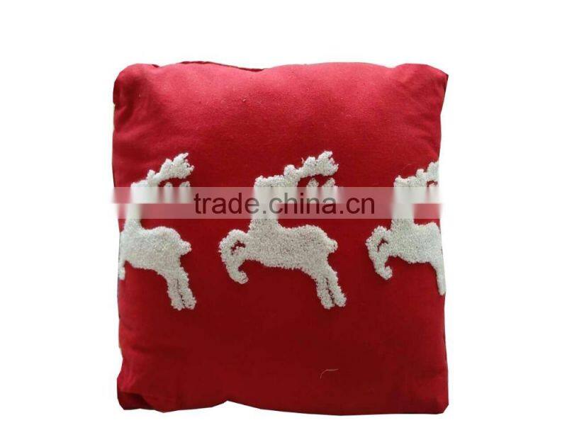 Embroidered Christmas Deer Cushion Cover