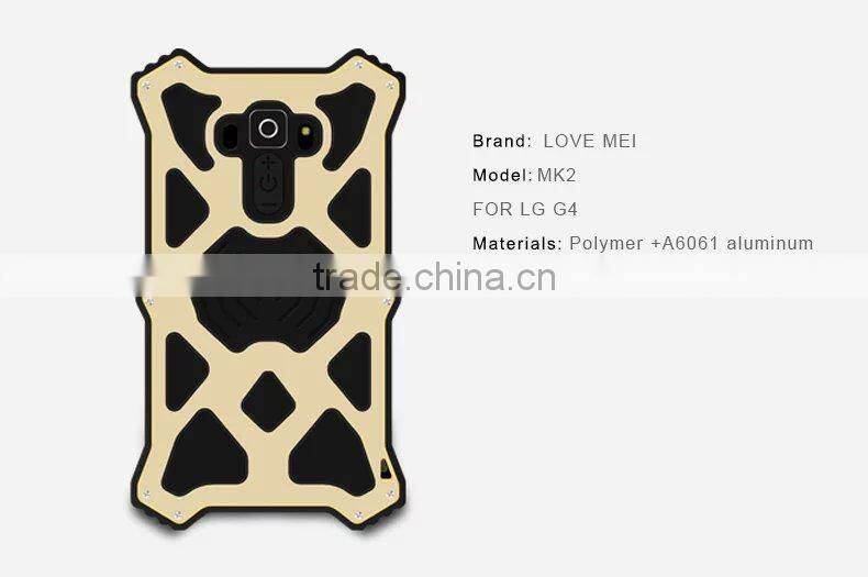 LOVE MEI Shockproof Aluminium Metal Cover for for LG G4 Case with Gorilla Glass Touchscreen