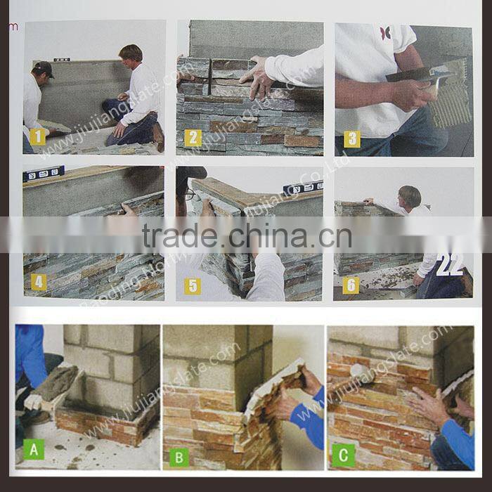 Natural culture stone wall cladding,travertine cut-to-size glued together for exterior wall decoration