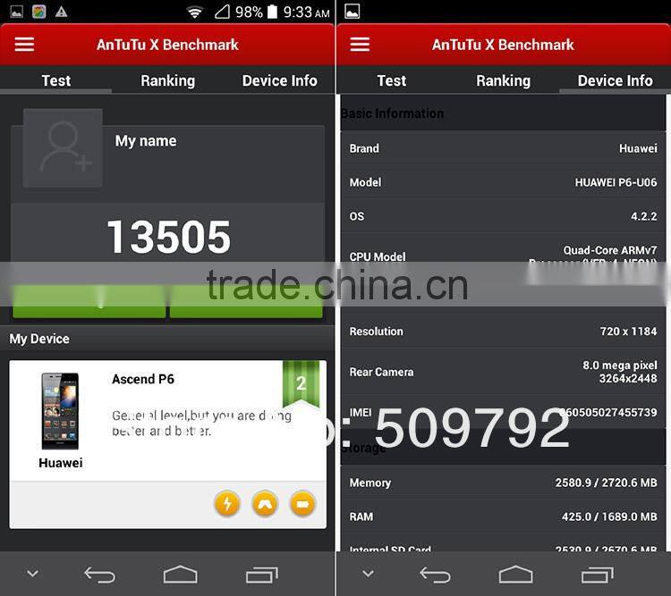 in stock! huawei p6 OEM version MKT6589 4.7 inch HD 1G RAM 4G ROM WCMDA