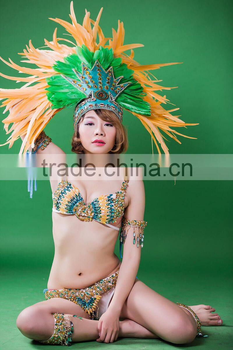 Wild mixed color feather bead tassel brazil sexy carnival costume