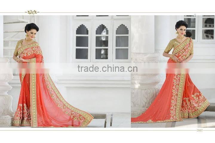 Green Georgette On Net Saree