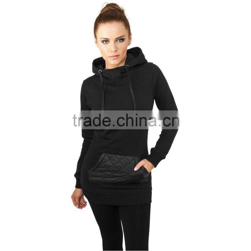 Urban Frauen Women Girls Claccics Ladies Long Leather Pocket Hoody Pullover