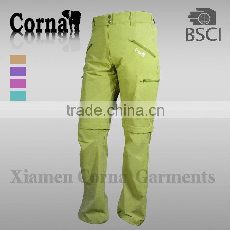 2016 new design women quick-dry and zip off cargo pants in xiamen