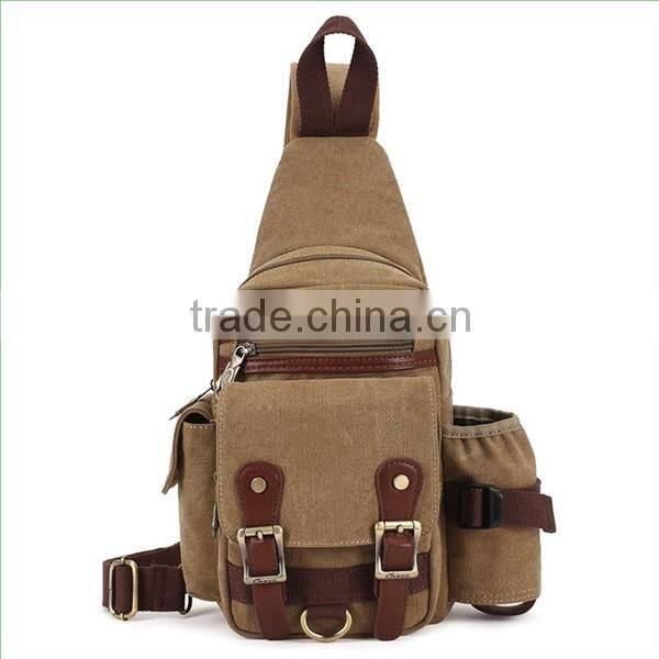 Stock Bag Style from Korea Canvas PU Leather Satchel Men Chest Bag