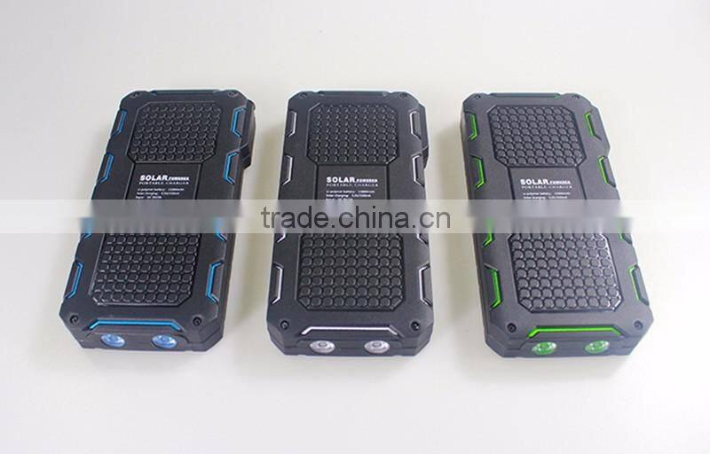 Real capacity 15000mah waterproof solar cell power bank portable charger for iphone xiaomi power bank