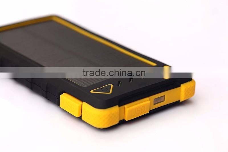 Hot waterproof 8000mah portable solar power charger for samsung mobile phone