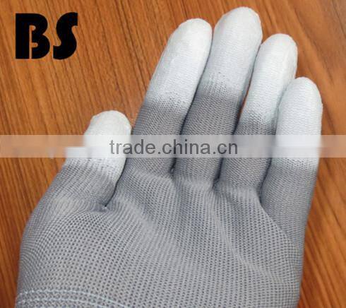 BSSAFETY high stretchable antistatic nylon pu palm coating gloves arc-welder's gloves