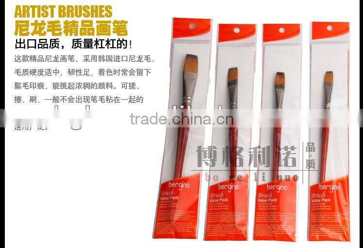 BGN-3226 Bergino professional flat shape nylon synthetic artist brush in stock