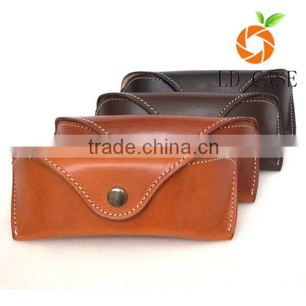 factory price Retro Foldable Glasses Case Leather Handmade Vintage Genuine Leather sunglass case