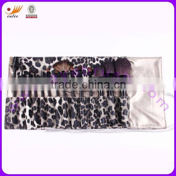 Travel Makeup Brush Set in Pouch with Zebra Pattern