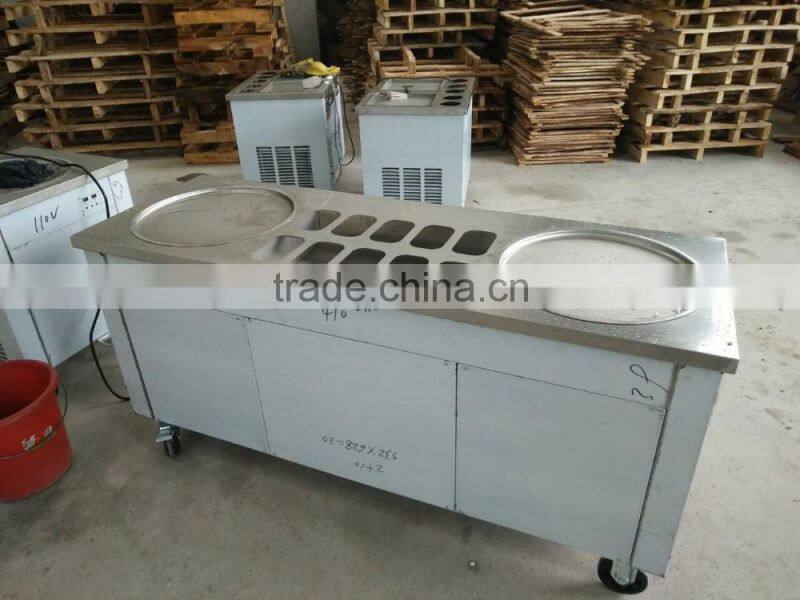 Factory supply 2+10 flat pan Thailand fried ice cream roll machine price
