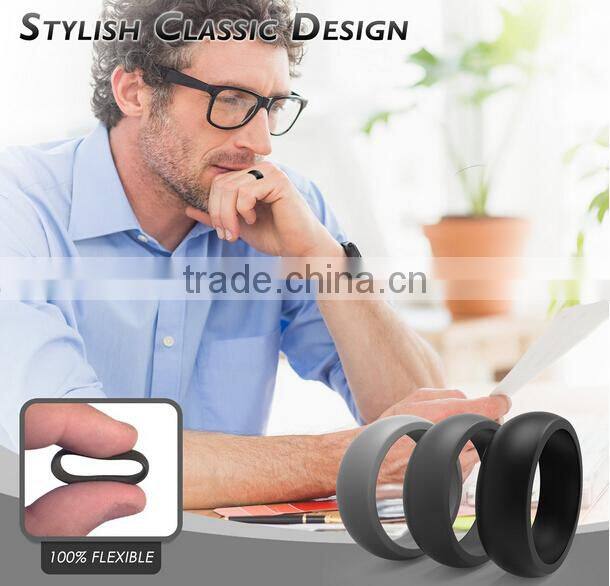 100% Premium Silicone Wedding Band,High Performance Men's Silicone Wedding Ring