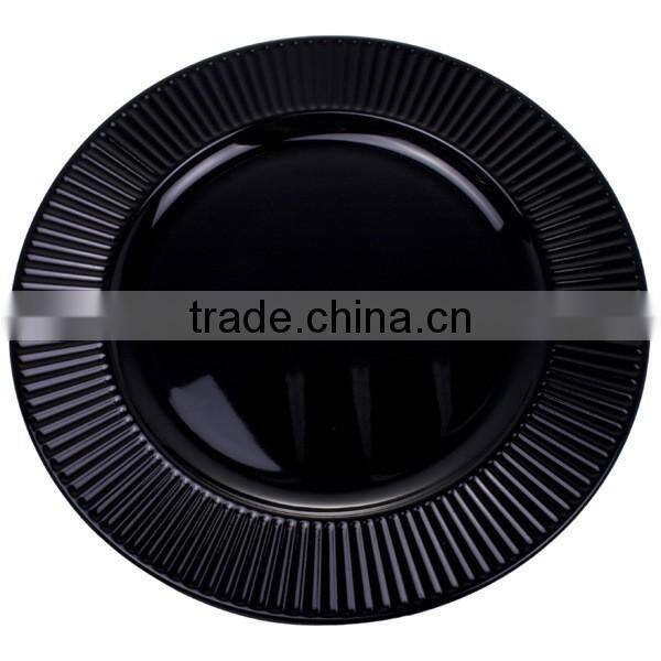 33cm white round sunflower style plastic charger plate