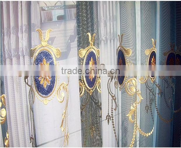 Antique Style Embroidered Organza Fabric Living Room Colorful Curtains With European Style Valances