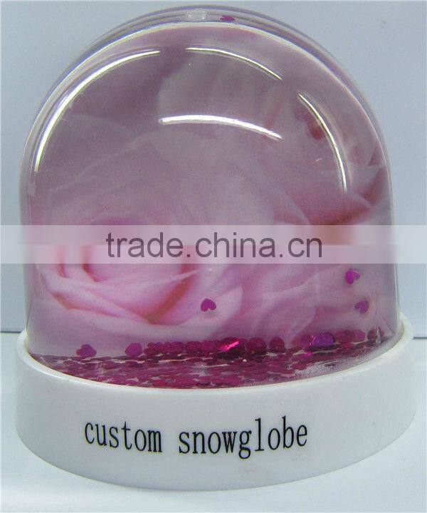 Plastic love flower photo holder snow globes