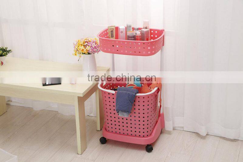 Plastic Household laundry basket clothing barrels Laundry Basket Sorter Care Rolling Cart