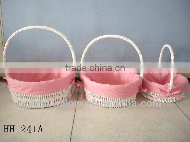 Flower Cotton Fabric willow baskets Wicker storage with handle