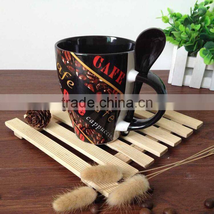 haonai popular item ceramic coffee mug with spoon