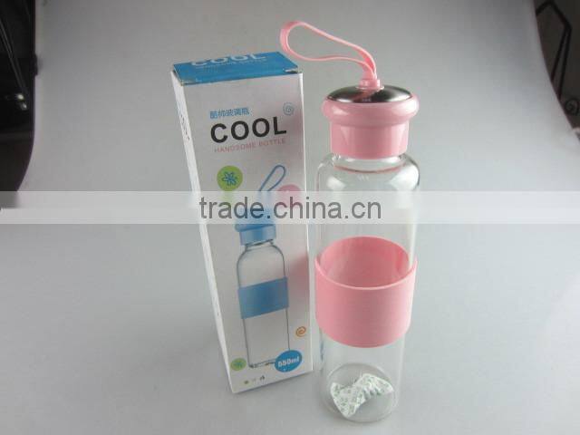 glass bottle with silicone heat proof