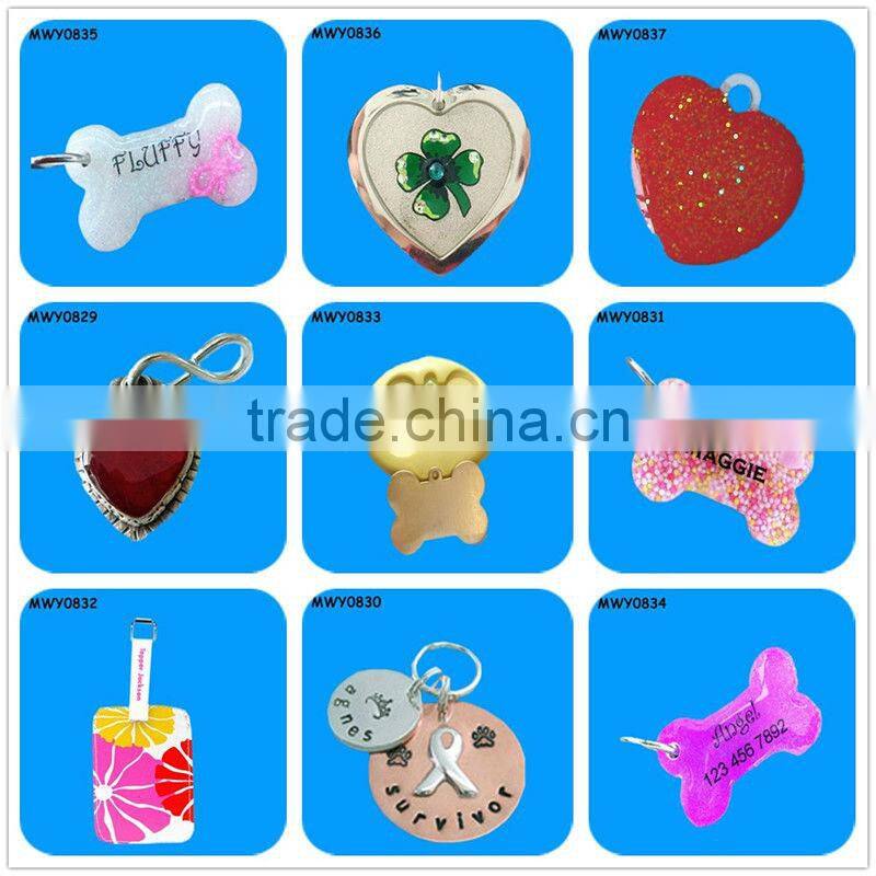 Pink flowers decorated resin Custom Dog Tag