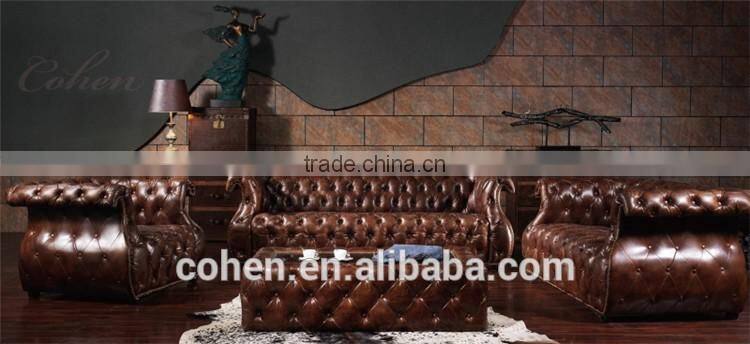 Jane European style cheap living room furniture design center table trunk with genuine leather covered