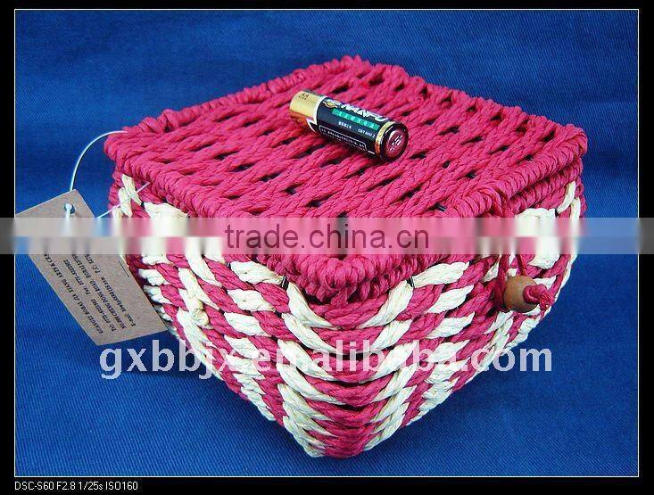 Red square paper rope woven iron frame model storage box