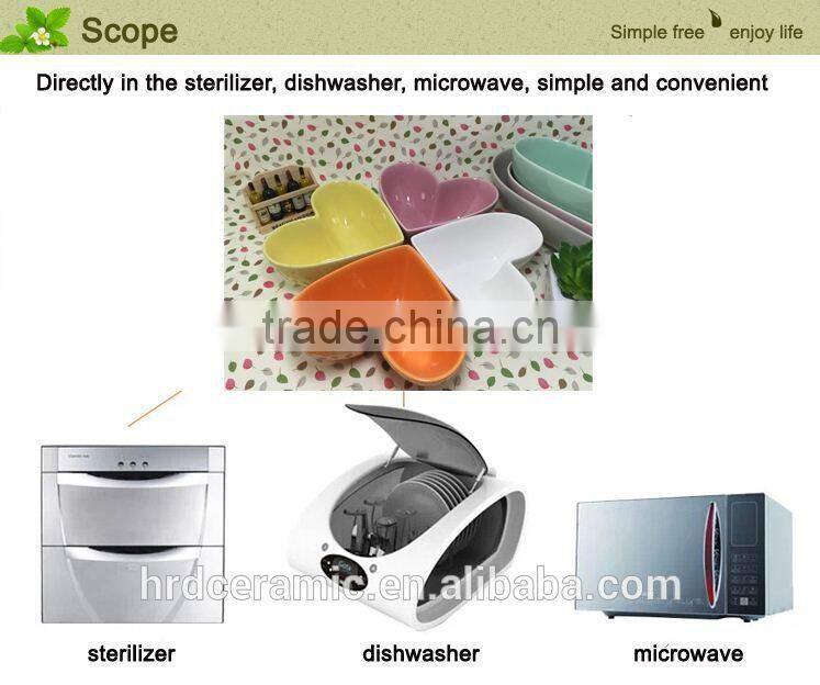 Stocked heart shape sala bowl,ceramic soup bowl for microwave oven