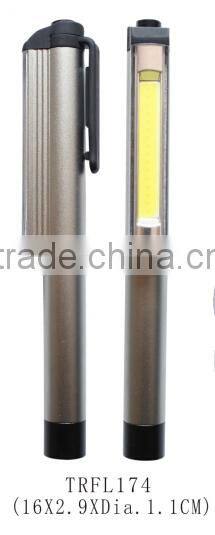 Aluminum pen shape cob led flashlight with magnet