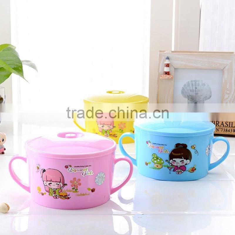 2016 New style colorful plastic baby use Thermal stainless steel bowl