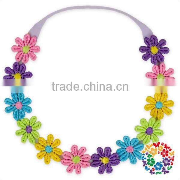 Cheap Rainbow baby flower elastic lace headband