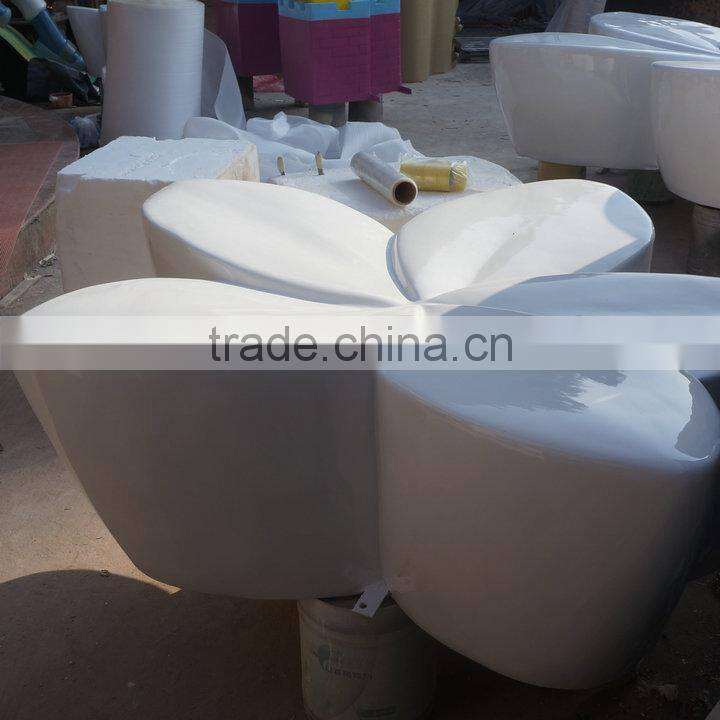 White fiberglass leisure flower stool
