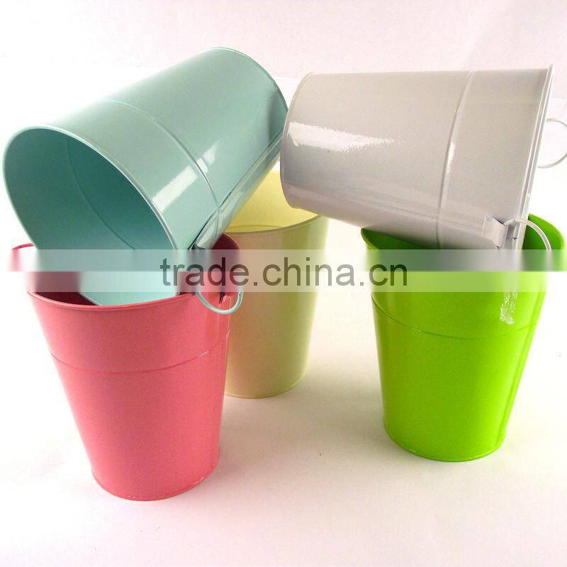 2016 Latest Colorful Pringting Mini Flower Pot / Metal Bucket For Kids