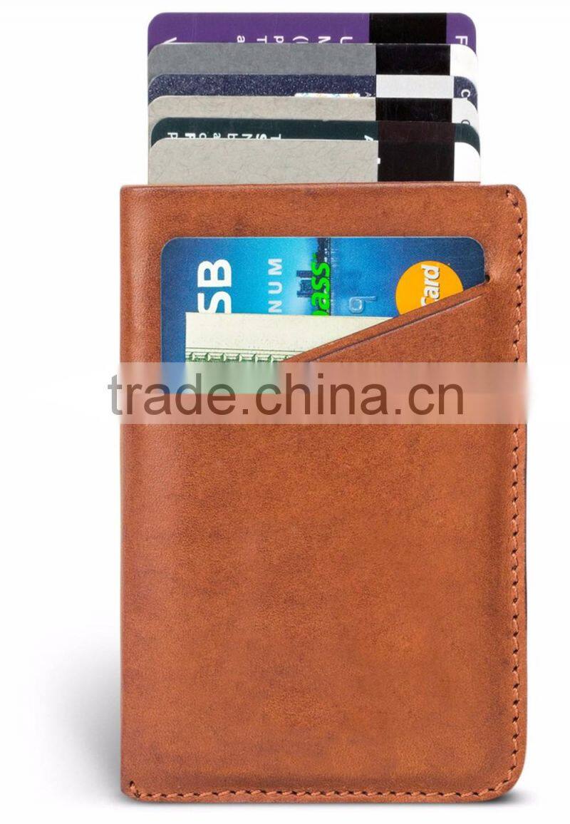 real leather Slim Front Pocket Minimalist Wallet money clip Card Holder