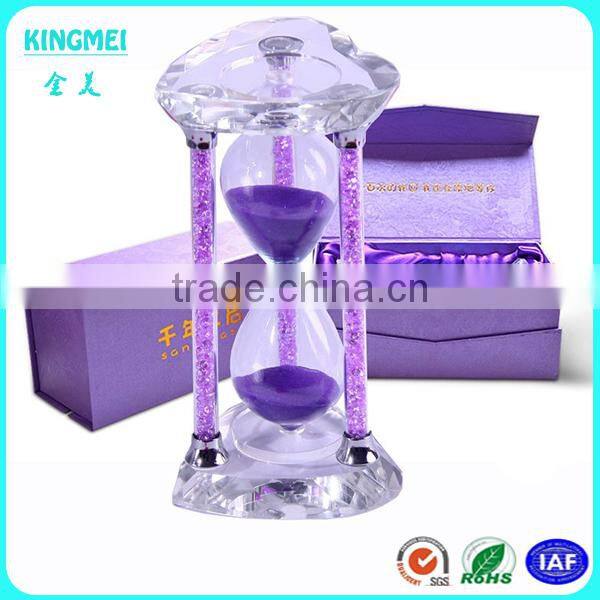 KM-CP06 Elegant Plastic Crystal Heart Shape Sand Timer Hourglass Factory