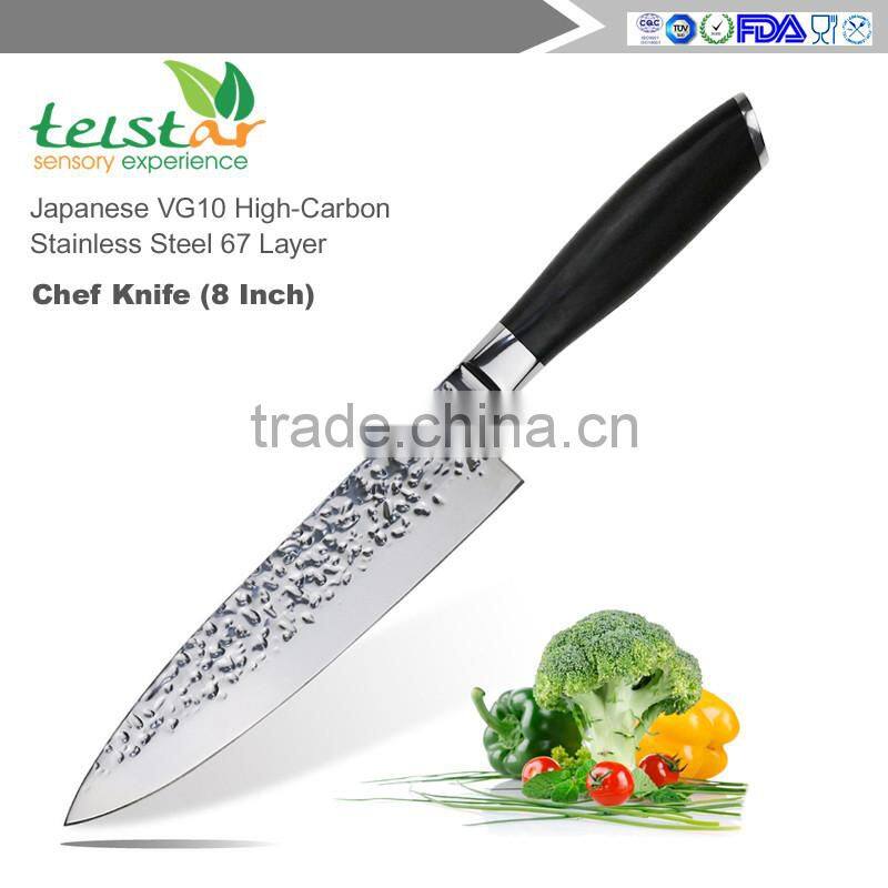 Chef 's Knife, 8 - inch Damascus VG10 Japanese Knife with Stainless Steel & Ergonomic Handle