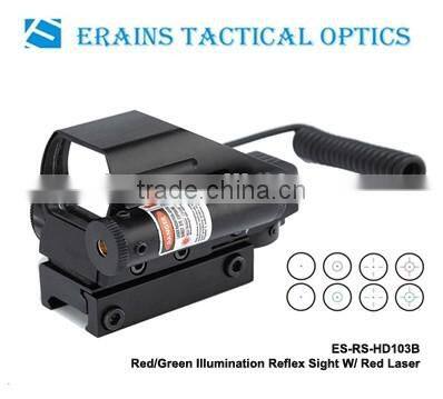 Erains TAC Optics Tactical Reflex Sight with 4 variable red dot reticles scope with red laser sight attached