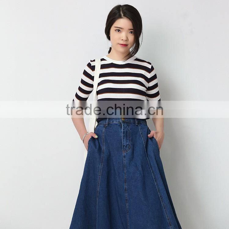 Wholesale custom long denim skirts blue jean skirts for women