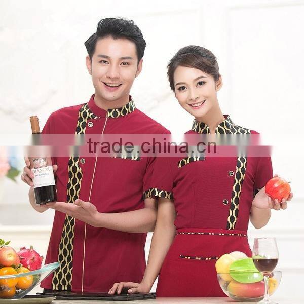 2015 Luxury Fabrics For Italian Custom Restaurant Hotel Waiter Waitress Uniform